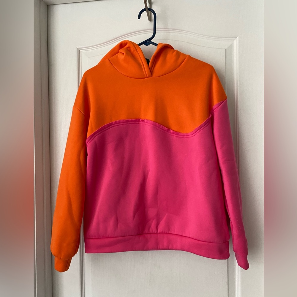 SHEIN size small color block hoodie. Pink and orange.